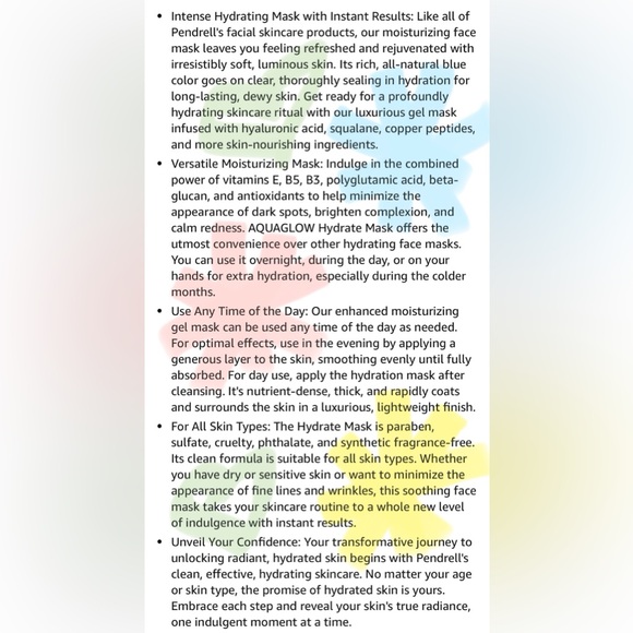 Face Mask Men & Women All Skin Types Hyaluronic Acid, Copper Peptides, Vitamin E - Picture 2 of 12